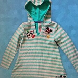 Striped Hooded Kids Swim Cover-Up with Character Patches